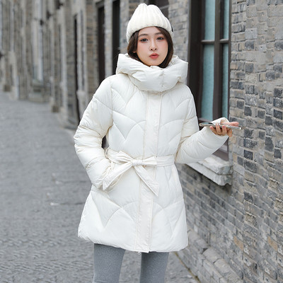 2023 m. žieminės moteriškos pūkinės striukės, medvilnine paminkštinta, šilta, laisvalaikio moteriška striukė su gobtuvu. Parka paltas