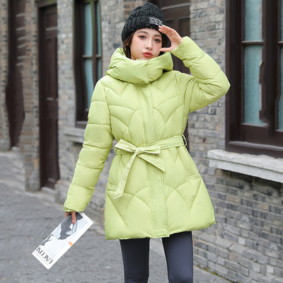 2023 m. žieminės moteriškos pūkinės striukės, medvilnine paminkštinta, šilta, laisvalaikio moteriška striukė su gobtuvu. Parka paltas