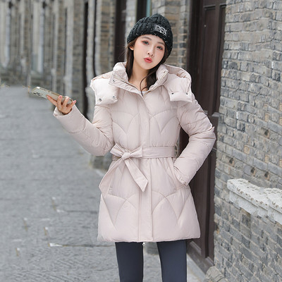 2023 m. žieminės moteriškos pūkinės striukės, medvilnine paminkštinta, šilta, laisvalaikio moteriška striukė su gobtuvu. Parka paltas