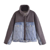 Zimska topla jakna od janjeće vune Ženske vintage jean kaputi Pamučno podstavljeni prsluk Ležerna majica dugih rukava Topla ženska ulična odjeća