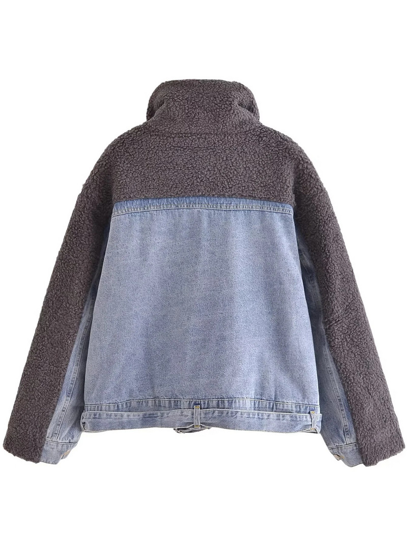 Zimska topla jakna od janjeće vune Ženske vintage jean kaputi Pamučno podstavljeni prsluk Ležerna majica dugih rukava Topla ženska ulična odjeća