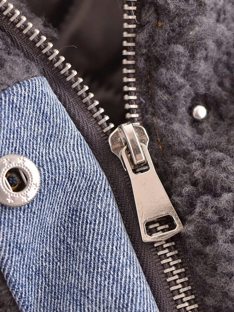 Zimska topla jakna od janjeće vune Ženske vintage jean kaputi Pamučno podstavljeni prsluk Ležerna majica dugih rukava Topla ženska ulična odjeća