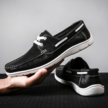 Мъжки офис обувки Модни официални мъжки обувки с връзки Мокасини Италиански мъжки обувки за шофиране Черни Голям размер