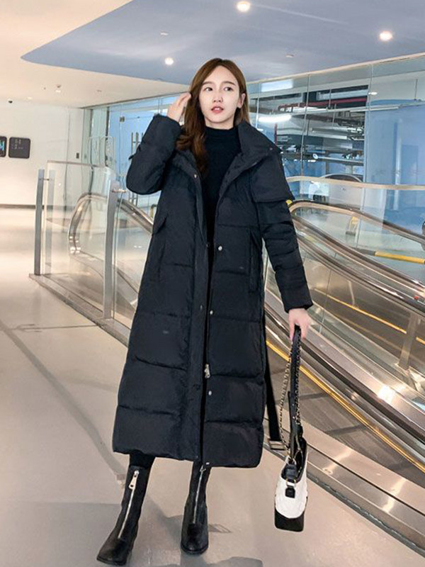 KBAT Fashion Thicken Parka de iarnă pentru femei cu glugă, cu o curea, haină lungă Sonw, jachetă puf pentru femei, îmbrăcăminte caldă rezistentă la vânt