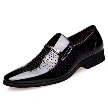 Нови пролетни/есенни мокасини за мъже Сватбени обувки Лачени мъжки луксозни обувки Ежедневни бизнес мъжки обувки с приплъзване, плътни
