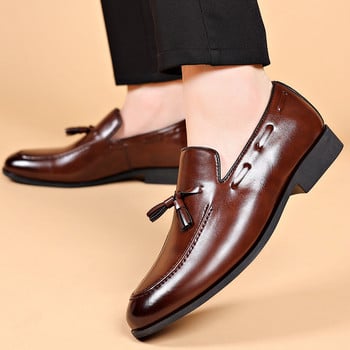 Дизайнерски стилни обувки за мъже Чисто нови бизнес ежедневни обувки Кожени обувки с приплъзване Големи размери за мъже Обувки за сватбено парти