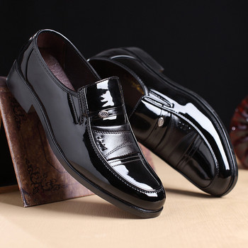 Пролетни мъжки кожени обувки Модни мъжки плоски обувки с кръгли пръсти Мъжки бизнес официални обувки Удобни офис обувки Сватбена обувка