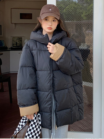 Нови зимни дамски дрехи за 2023 г. Големи паркове с качулка Яке с памучна подплата Пухо яке Връхно облекло за дамско ежедневно палто