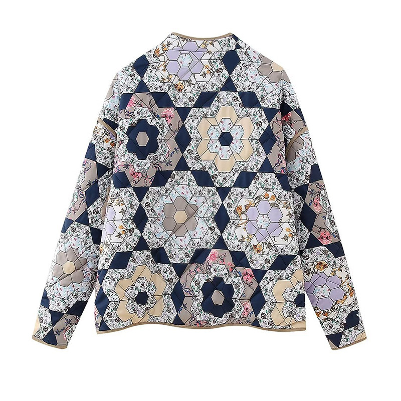 Moda Floral Mozaic Jachete calduroase Femei cu două fețe 2023 Nouă haină căptușită din bumbac matlasat, îmbrăcăminte exterioară șic de toamnă
