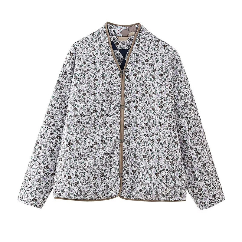 Moda Floral Mozaic Jachete calduroase Femei cu două fețe 2023 Nouă haină căptușită din bumbac matlasat, îmbrăcăminte exterioară șic de toamnă