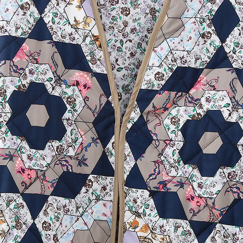 Moda Floral Mozaic Jachete calduroase Femei cu două fețe 2023 Nouă haină căptușită din bumbac matlasat, îmbrăcăminte exterioară șic de toamnă