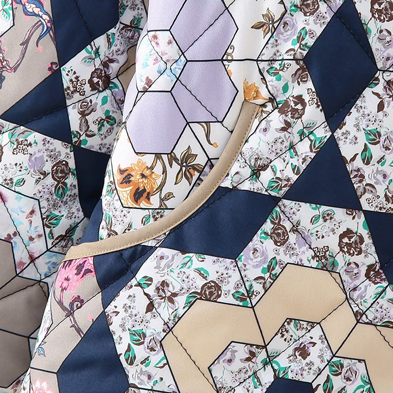 Moda Floral Mozaic Jachete calduroase Femei cu două fețe 2023 Nouă haină căptușită din bumbac matlasat, îmbrăcăminte exterioară șic de toamnă