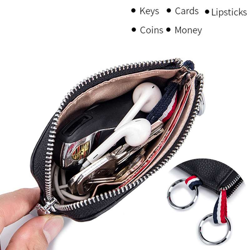 Poșetă bărbați cu monede femei mini portofel din piele despicată cu fermoar husă pentru chei pentru permis de conducere Suport card portmoneu schimb pentru bărbați portofel clutch