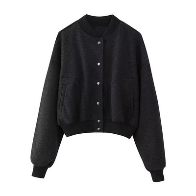 2023 m. madinga moteriška striukė su viena krūtine Bomber Striukė senovinė ilgomis rankovėmis moteriška rudeninis vilnos paltas Laisvalaikio gatvės aprangos viršutiniai drabužiai