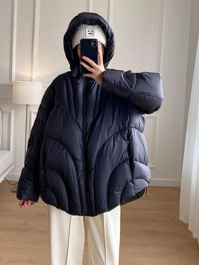 KBAT Prevelike zimske duge ženske jakne 90% bijele parke s pačjim puhom Široki kaputi s kapuljačom Srednje dugi, topli, ležerni, ružičasta odjeća za snijeg