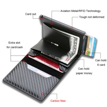 Κάτοχος πιστωτικής κάρτας Ανδρικό πορτοφόλι RFID Προστατευμένο κιβώτιο αλουμινίου PU Δερμάτινα πορτοφόλια με θήκη κάρτας Designer Clip Money