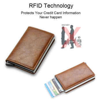 Държач за кредитна карта Мъжки портфейл RFID блокираща защитена алуминиева кутия PU кожени портфейли с щипка за пари Дизайнерски картодържател