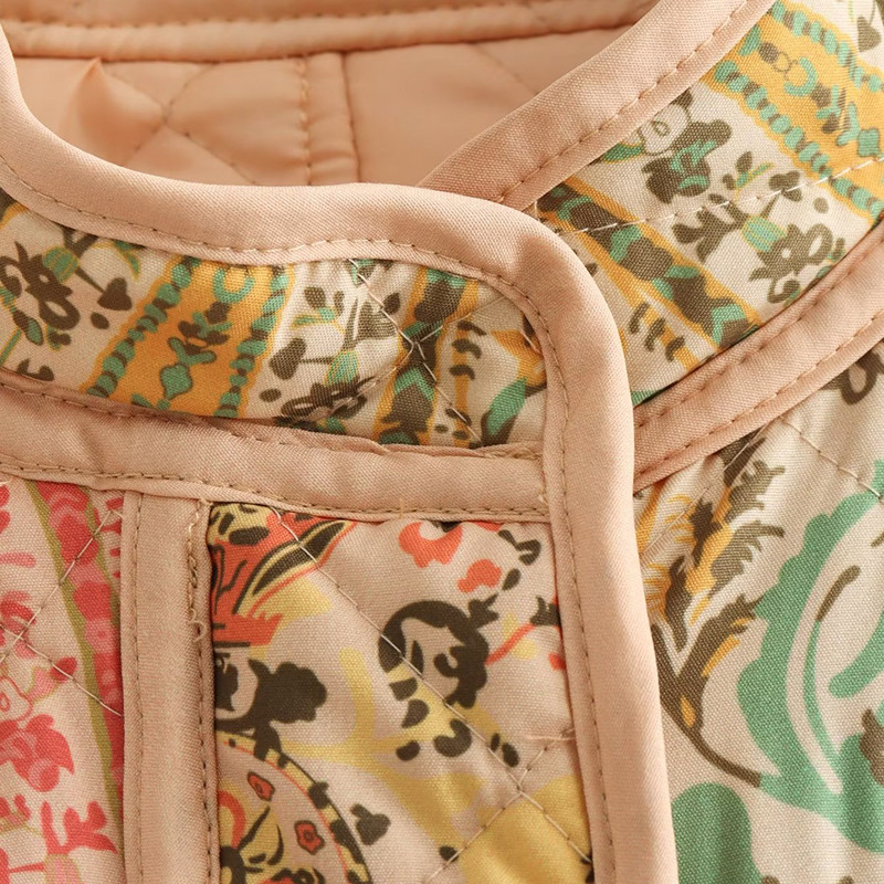 2023 Winter New Print Γυναικείο μπουφάν μακρυμάνικο ζεστό παλτό συνονθύλευμα βαμβακερό γιλέκο Γυναικεία φαρδιά ρούχα