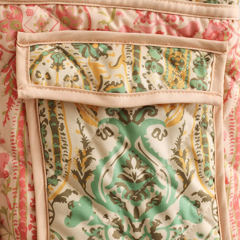 2023 Winter New Print Γυναικείο μπουφάν μακρυμάνικο ζεστό παλτό συνονθύλευμα βαμβακερό γιλέκο Γυναικεία φαρδιά ρούχα