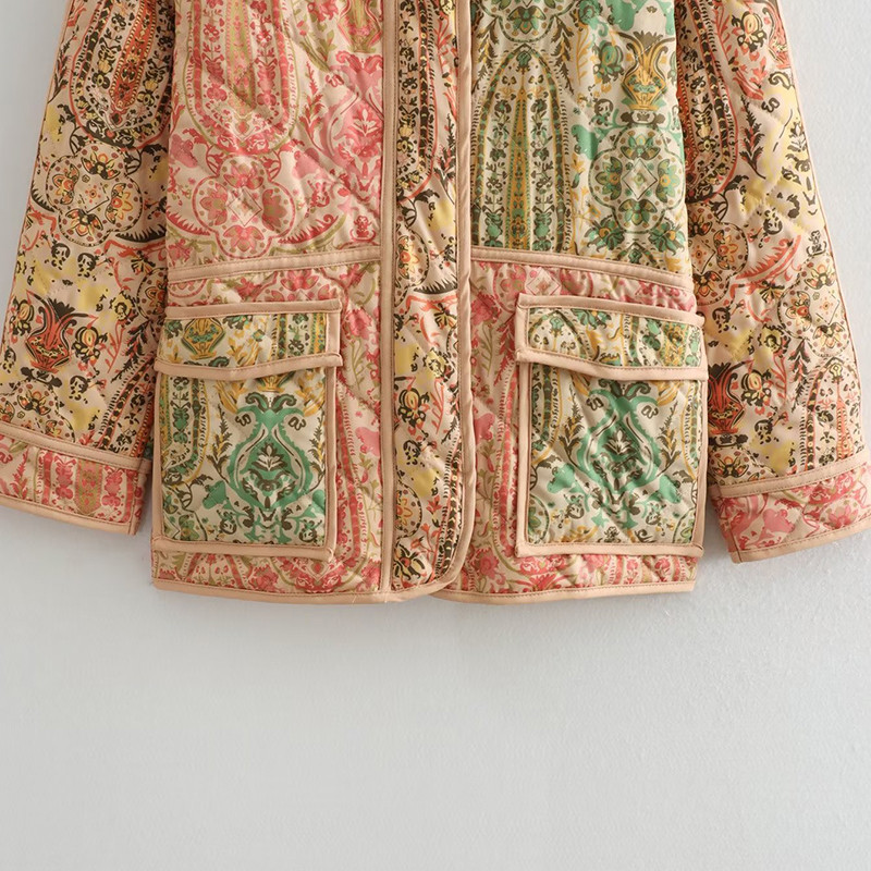 2023 Winter New Print Γυναικείο μπουφάν μακρυμάνικο ζεστό παλτό συνονθύλευμα βαμβακερό γιλέκο Γυναικεία φαρδιά ρούχα