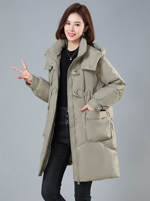 Iarna 2023, parcas noi de puf pentru femei, haină căptușită din bumbac, jachetă puf pentru femei, cu glugă, pardesiu lung, rezistent la vânt, îmbrăcăminte caldă