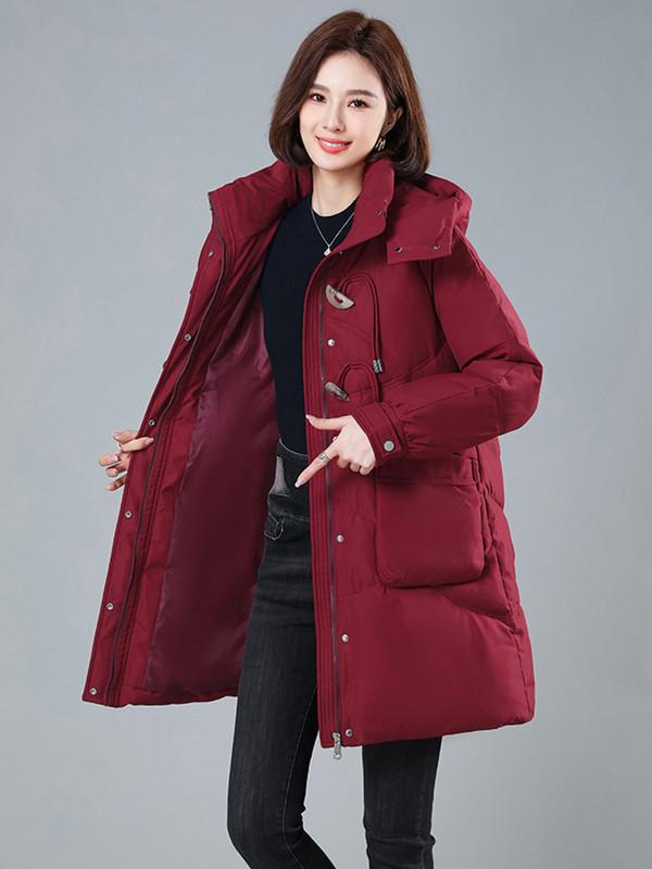 Iarna 2023, parcas noi de puf pentru femei, haină căptușită din bumbac, jachetă puf pentru femei, cu glugă, pardesiu lung, rezistent la vânt, îmbrăcăminte caldă