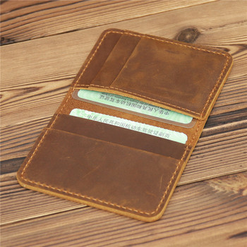 Мъжки портфейл с държач на карта Кожен минималистичен персонализиран малък тънък портфейл, тънък мини портфейл за банкова лична карта с държач за карта