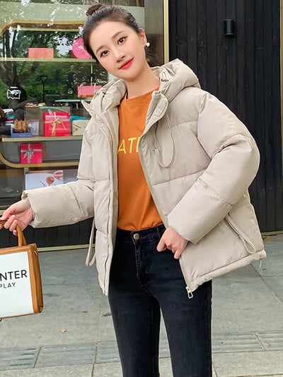 Jachetă de iarnă coreeană 2023, pentru femei, căptușită din bumbac, paltoane scurte puffa pentru femei.
