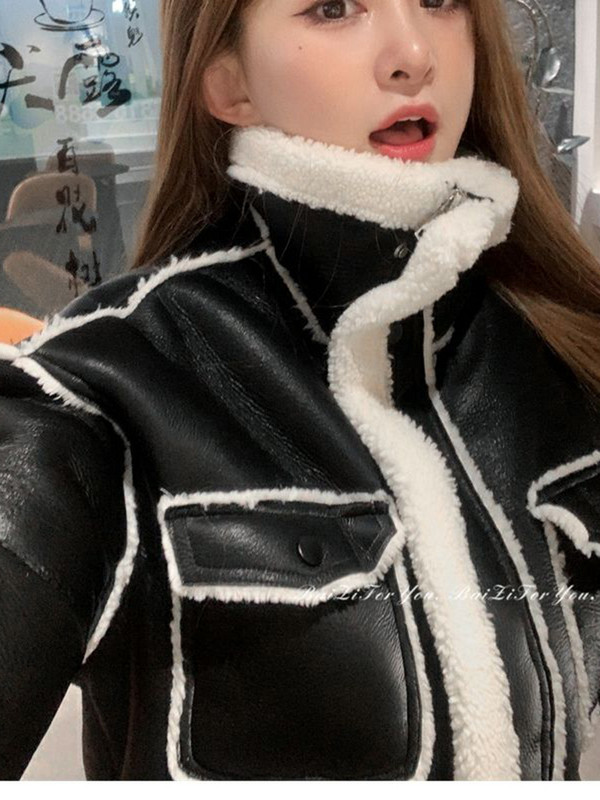 2023 Jesen Zima Ženska topla jakna od flisa od umjetnog krzna Ženska labava patchwork zadebljana šik gornja odjeća s reverima