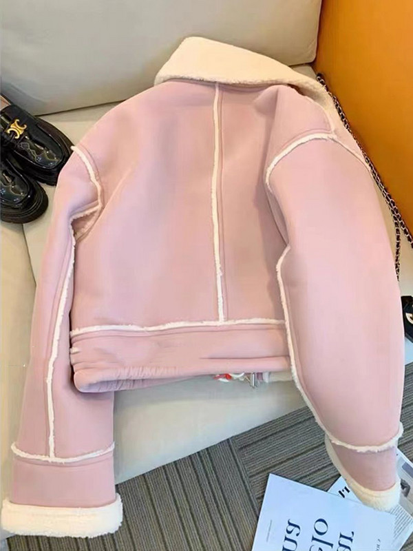 2023 Jesen Zima Ženska topla jakna od flisa od umjetnog krzna Ženska labava patchwork zadebljana šik gornja odjeća s reverima