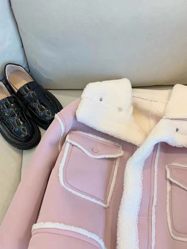 2023 Jesen Zima Ženska topla jakna od flisa od umjetnog krzna Ženska labava patchwork zadebljana šik gornja odjeća s reverima