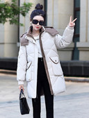 2023 m. žiemos moteriškos pūkinės striukės Itin lengvas šiltas laisvalaikio paltas Moteriška pūkinė striukė Medvilninis paminkštintas parkas su gobtuvu Parka paltas