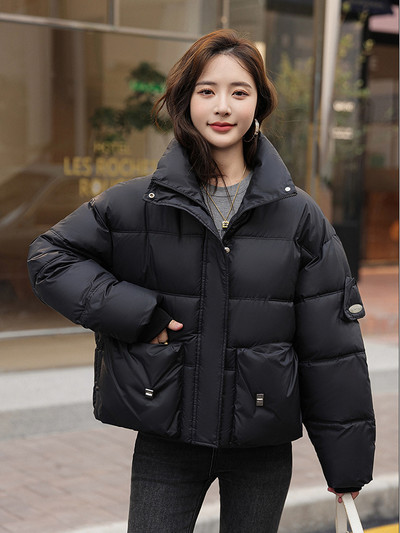 Iarna 2023 cu guler stand pentru femei Parka pentru femeie jachetă pufă din bumbac pardesiu căptușit haine coreene îmbrăcăminte exterioară groasă cu mânecă lungă