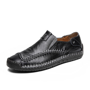 Νέα Χειροποίητα Ανδρικά Παπούτσια Casual Ανδρικά Loafers Μόδα μάρκας πολυτελείας Αντιολισθητικά μαύρα πλακέ μοκασίνια μεγάλο μέγεθος 38-48