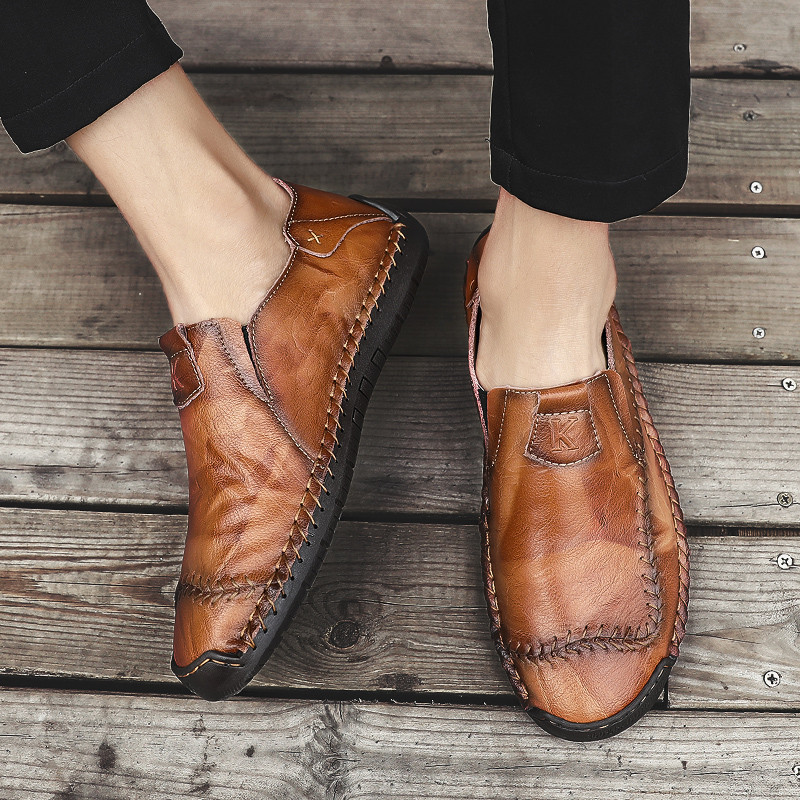 Nove ručno izrađene muške ležerne cipele od kože luksuzne marke, muške natikače, modne neklizajuće crne ravne mokasine velika veličina 38-48