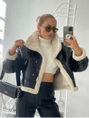 KBAT Zimska ženska motociklistička kožna jakna Topla starinska PU jakna Ženska crna krznena debela i baršunasta kratka vanjska odjeća