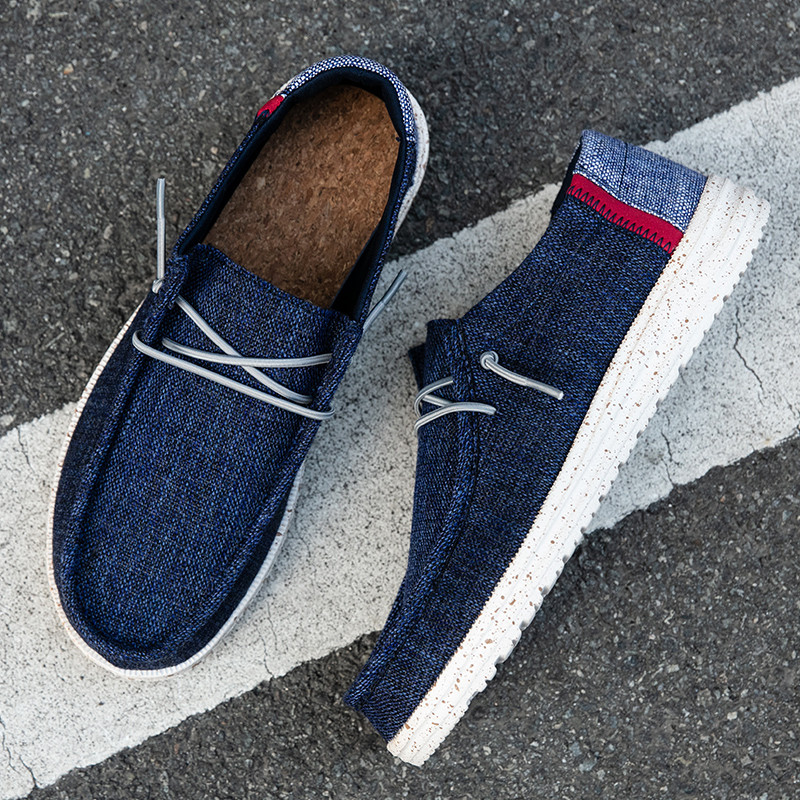 Marka Muške ležerne cipele Modne platnene cipele od trapera Prozračne muške ravne cipele za hodanje na otvorenom Velike veličine Lagane muške cipele Mokasine