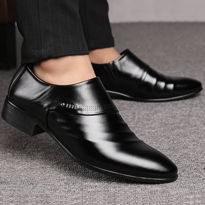 Pantofi pentru bărbați, ocazional, la modă, pantofi de rochie pentru bărbați, pantofi de petrecere pentru bărbați, mai mari, pantofi cu slip on, mocasini din piele neagră Sapato Social Masculino