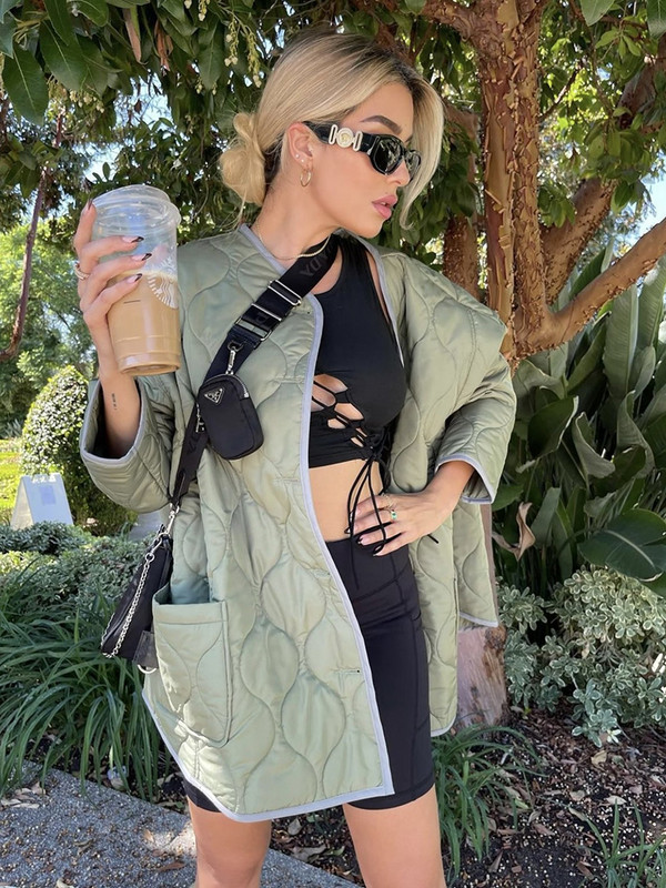 KBAT Moteriška žieminė striukė Naujos mados moteriškas negabaritinis paltas laisvas ilgomis rankovėmis viršutiniai moteriški drabužiai Kasdieniai moteriški paltai Gatvės drabužiai