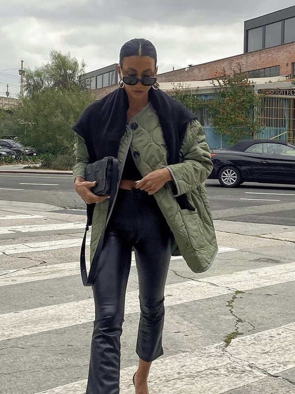 KBAT Moteriška žieminė striukė Naujos mados moteriškas negabaritinis paltas laisvas ilgomis rankovėmis viršutiniai moteriški drabužiai Kasdieniai moteriški paltai Gatvės drabužiai