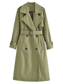 Jachetă de damă kaki cu guler lung cu rever, mâneci lungi, cu curea Jachetă cu două pieptări, 2023, paltoane largi, casual, noi