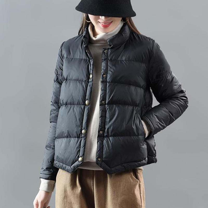 2023, noua iarnă, haină puf pentru femei, jachetă puf de rață, parkas portabil căptușită pentru femei, pardesiu puf cu gât în formă de O