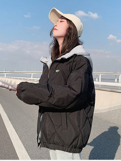 KBAT Parka de iarnă pentru femei, cu glugă, jachete calde de baseball, haină căptușită din bumbac, jachetă groasă, rezistentă la vânt