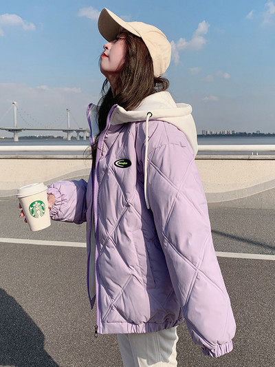 KBAT Parka de iarnă pentru femei, cu glugă, jachete calde de baseball, haină căptușită din bumbac, jachetă groasă, rezistentă la vânt