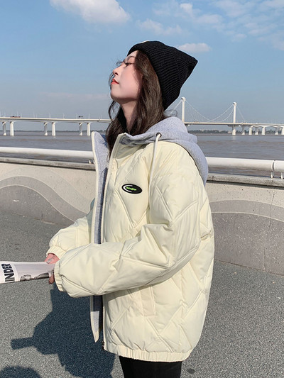 KBAT Parka de iarnă pentru femei, cu glugă, jachete calde de baseball, haină căptușită din bumbac, jachetă groasă, rezistentă la vânt