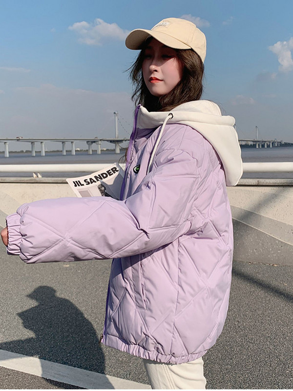 KBAT Parka de iarnă pentru femei, cu glugă, jachete calde de baseball, haină căptușită din bumbac, jachetă groasă, rezistentă la vânt