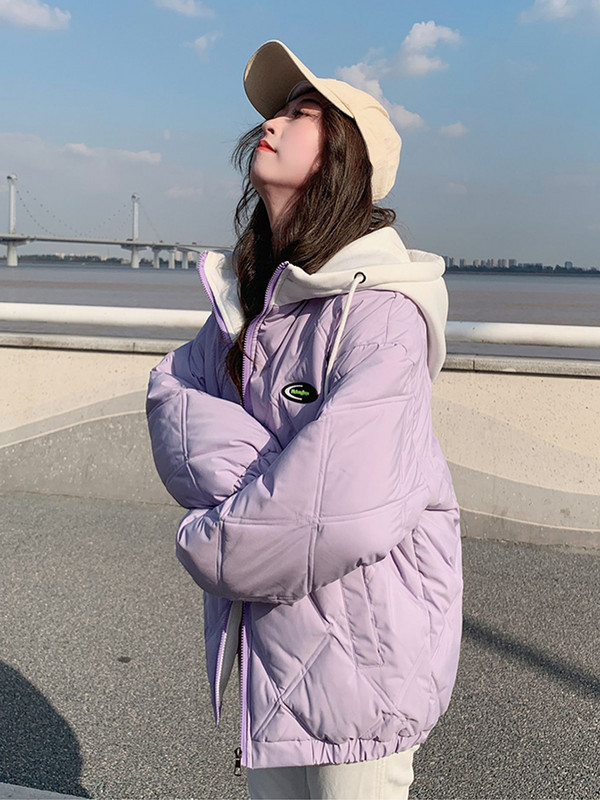 KBAT Parka de iarnă pentru femei, cu glugă, jachete calde de baseball, haină căptușită din bumbac, jachetă groasă, rezistentă la vânt