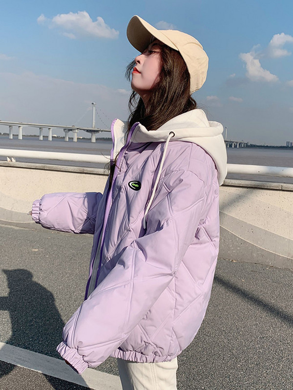 KBAT Parka de iarnă pentru femei, cu glugă, jachete calde de baseball, haină căptușită din bumbac, jachetă groasă, rezistentă la vânt