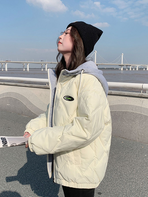 KBAT Parka de iarnă pentru femei, cu glugă, jachete calde de baseball, haină căptușită din bumbac, jachetă groasă, rezistentă la vânt