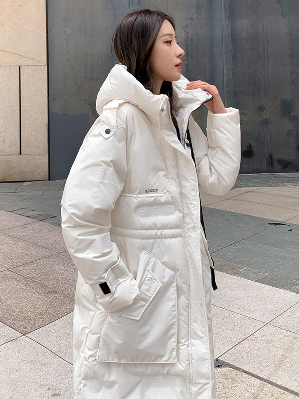 KBAT New Jachetă lungă de iarnă pentru femei Parka caldă Pardesiu casual cu glugă Jachetă pentru femeie Parka căptușită din bumbac Îmbrăcăminte supradimensionată